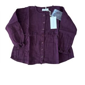 Jamie Kay Deep Purple Button Down Kids Cotton Muslin Blouse